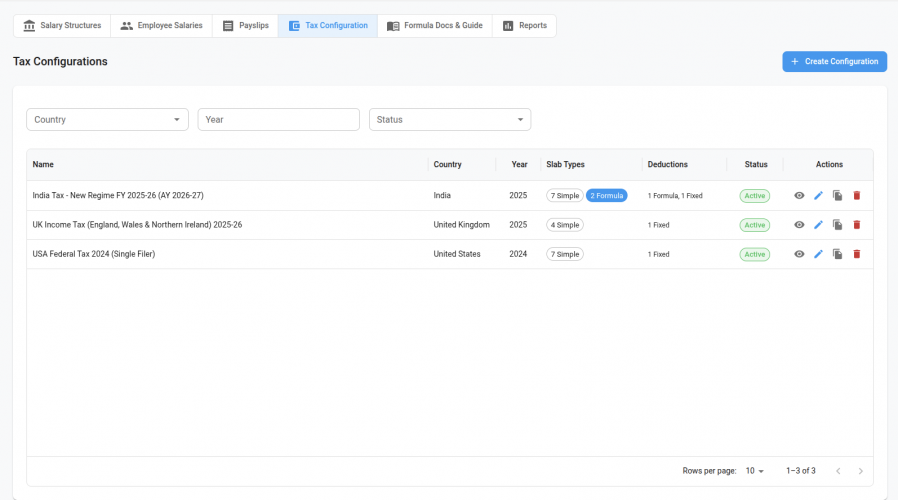 Tax Configuration - Amatia HCM